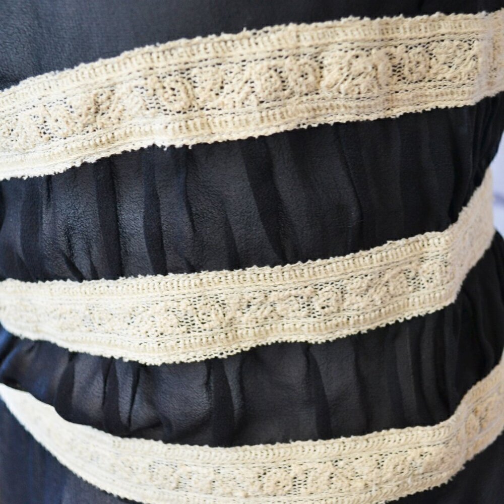 Max Studio Black Chiffon Peplum Lace Trim Sleeveless Top | Women's Size Small - Picture 10 of 10